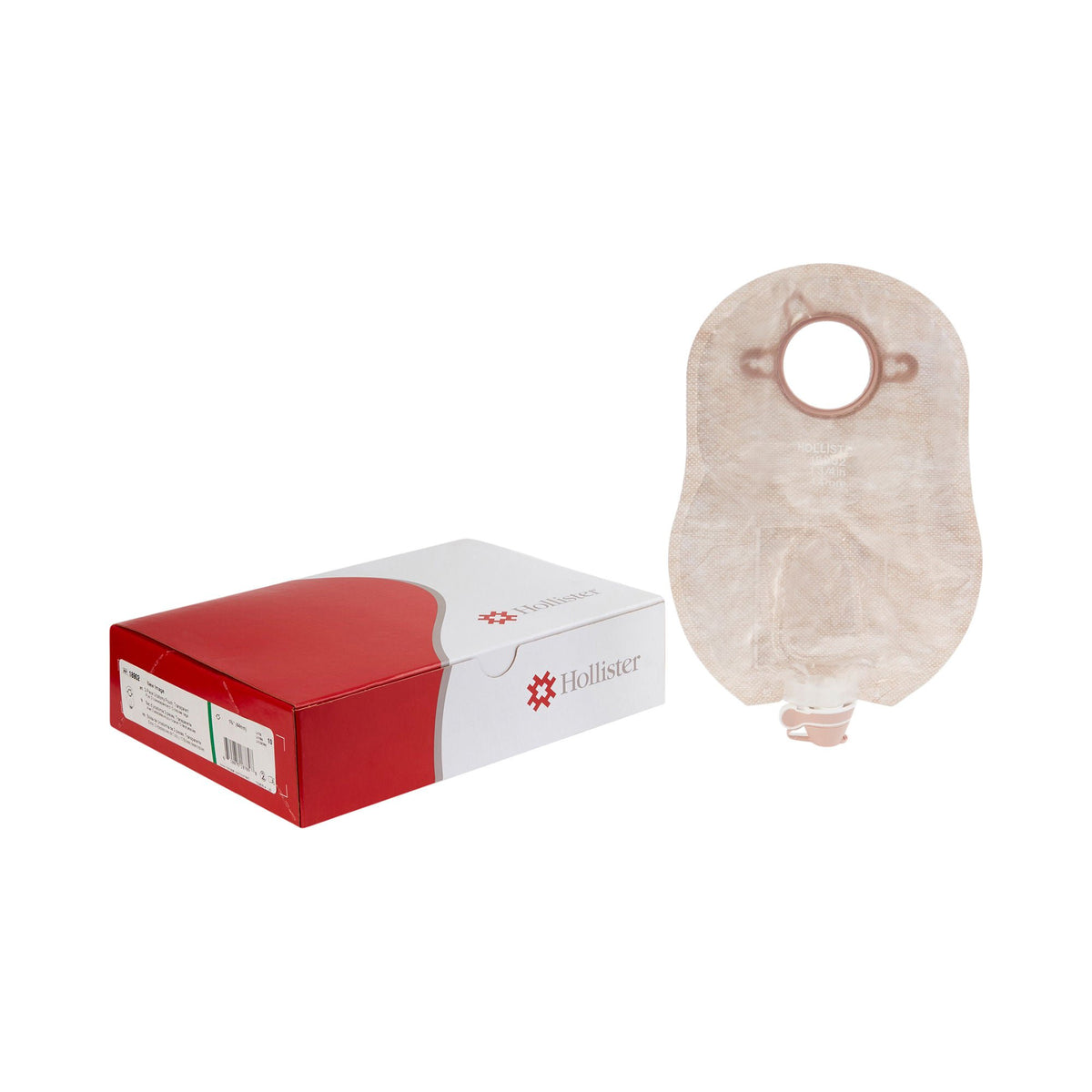 New Image™ Two-Piece Transparent Urostomy Pouch, 44 mm Flange, Green Match — Box of 10