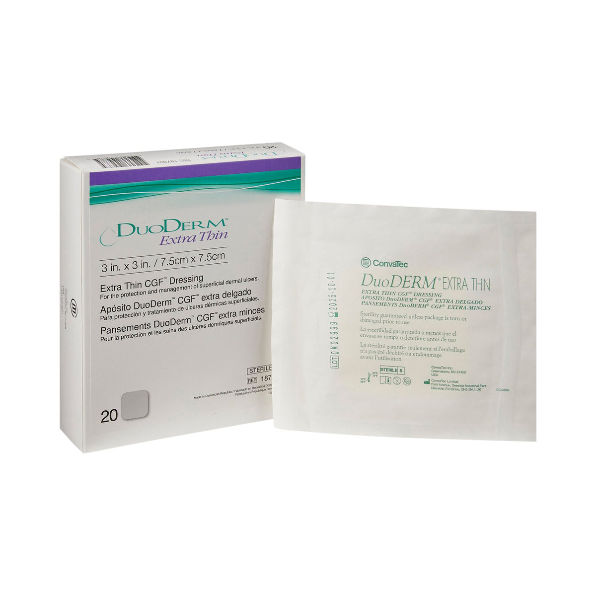 DuoDerm® Extra Thin Hydrocolloid Dressing, 3 x 3 Inch — Box of 20