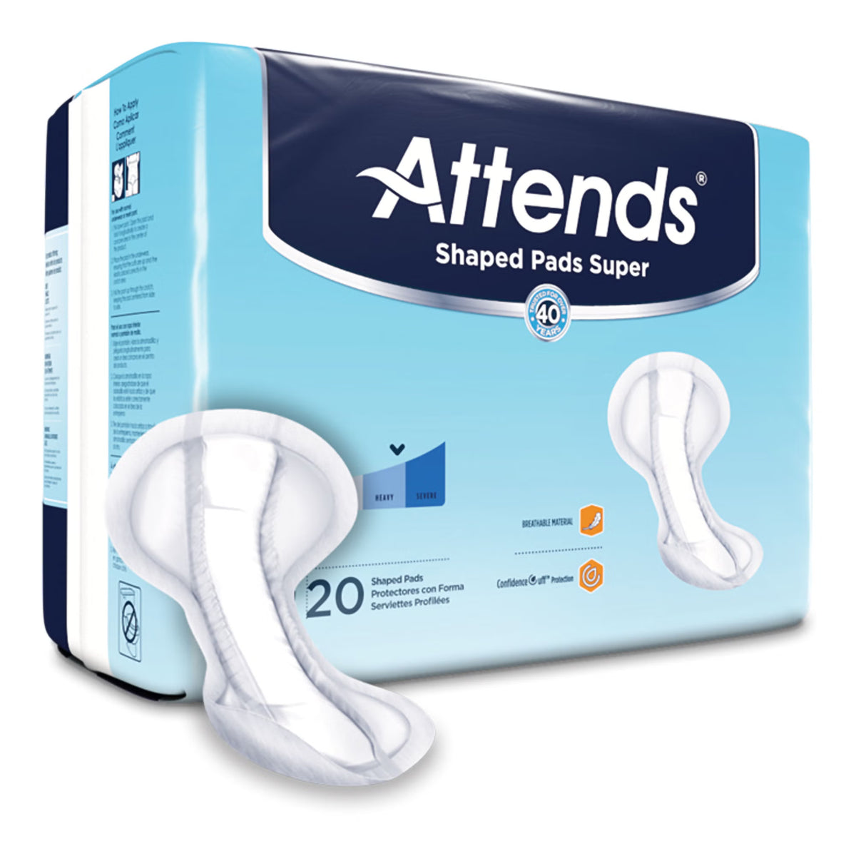 Attends® Shaped Bladder Control Pads, Super — Pack of 20