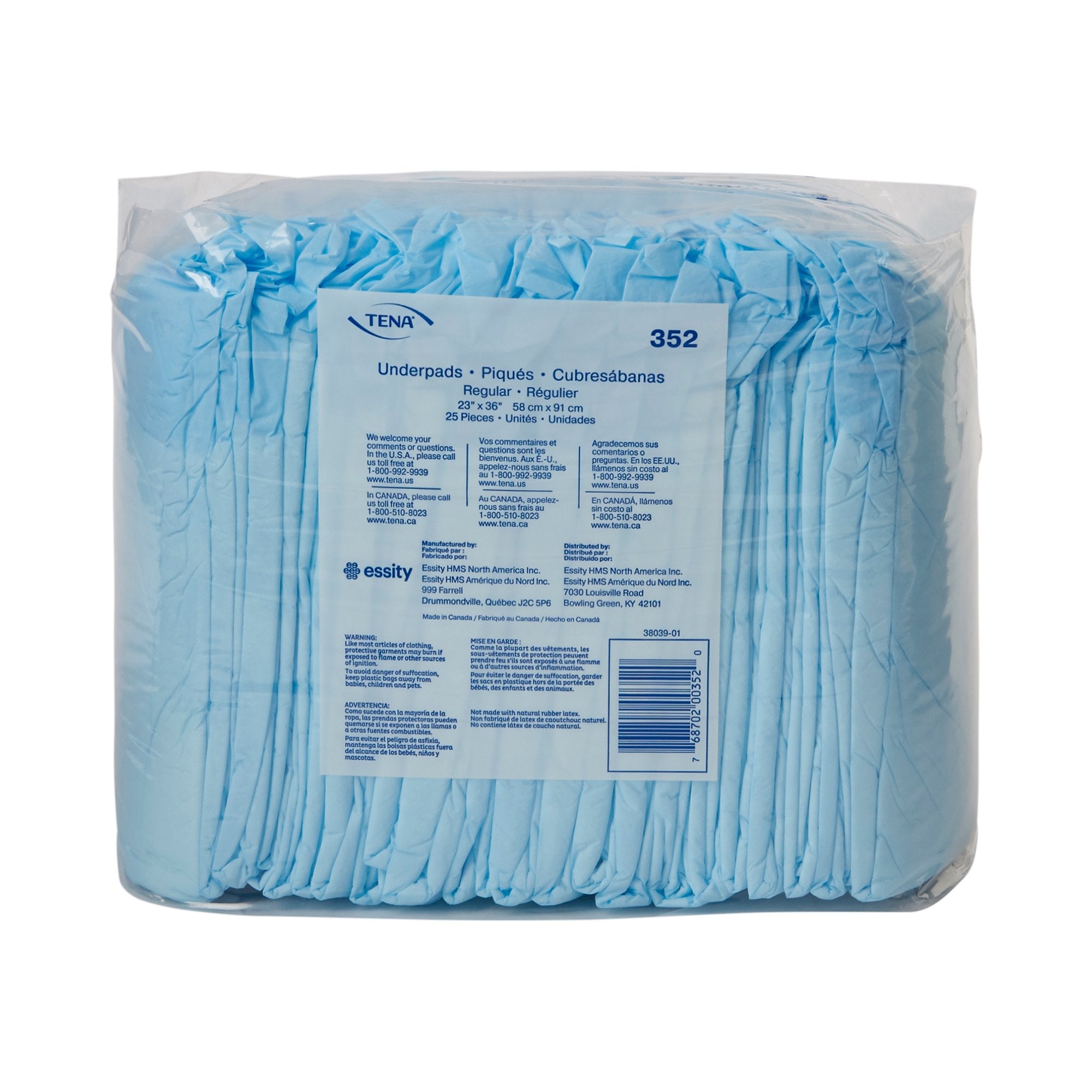 Tena Regular Underpads Light Absorbency 23 x 36 Inch