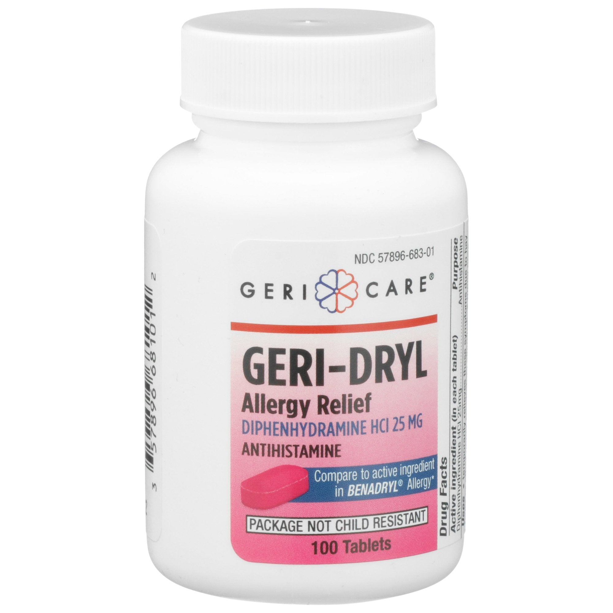Geri-Dryl Allergy Relief 25mg 100 Tablet Bottle