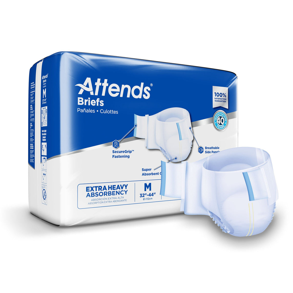 Attends® Extra Heavy Absorbency Briefs, Medium — Bag of 24