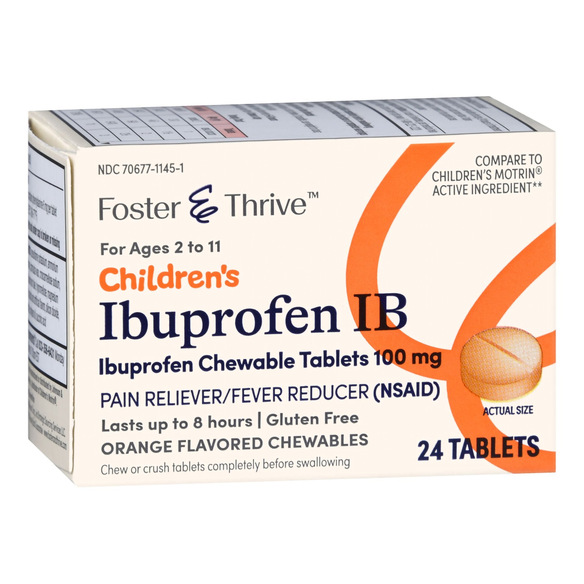 Foster & Thrive Children's Ibuprofen IB Chewable Tablets 100 mg Orange