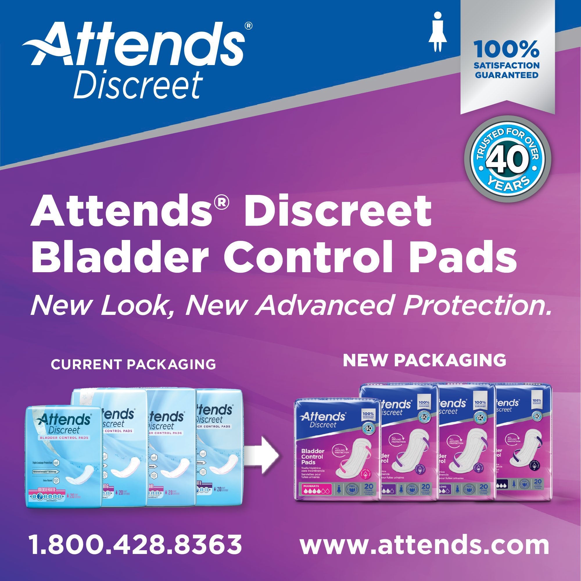 Attends Discreet Women's Maximum Long Bladder Control Pad