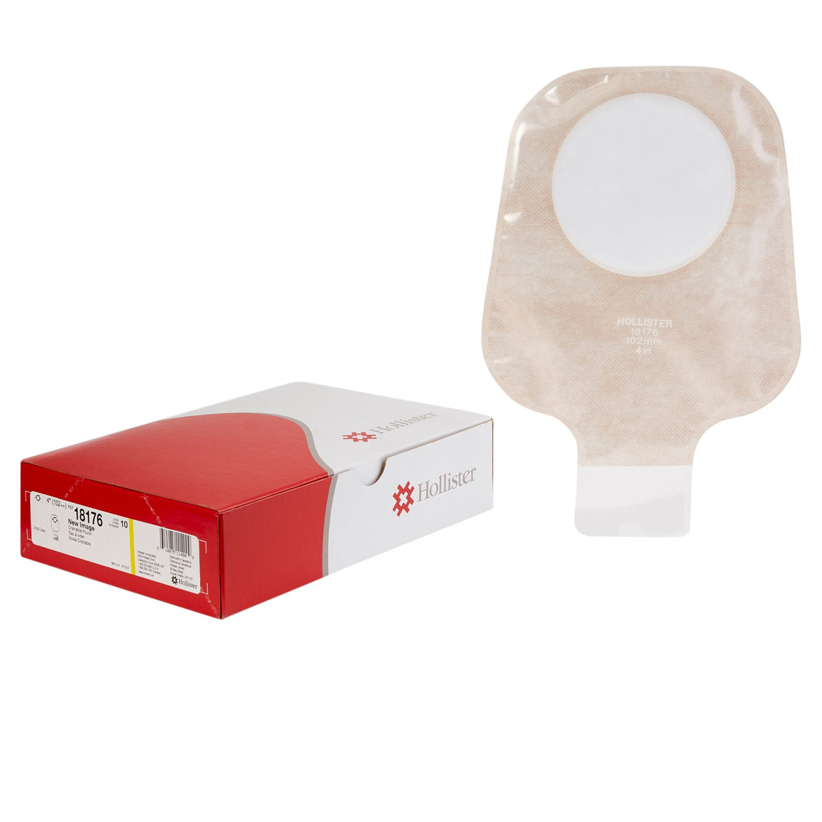 New Image™ 2-Piece Ultra-Clear Ostomy Pouch, Pre-cut to Fit 102mm Stomas, Yellow — Box of 10