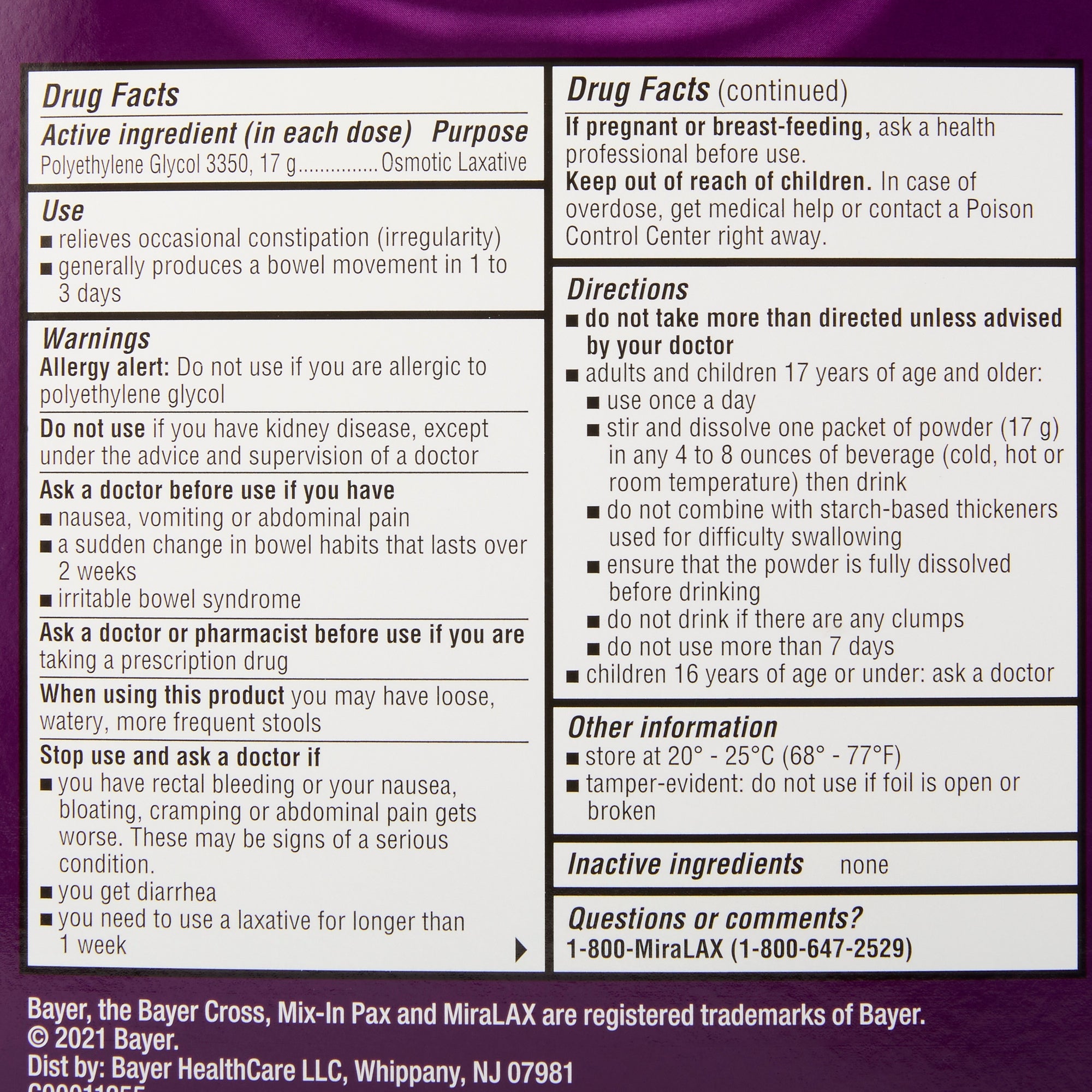 MiraLAX Laxative 24 Packet Box