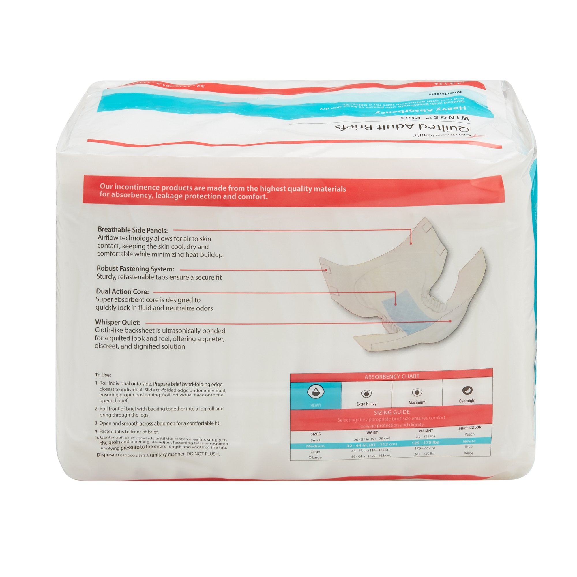 Wings Plus Quilted Heavy Absorbency Incontinence Brief Medium - Case