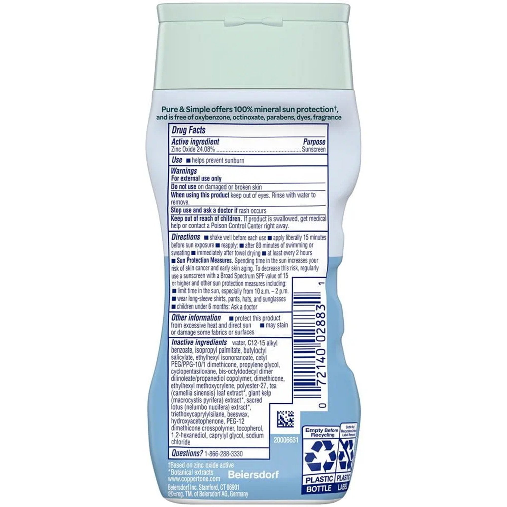 Coppertone Pure and Simple SPF 50 Mineral Sunscreen