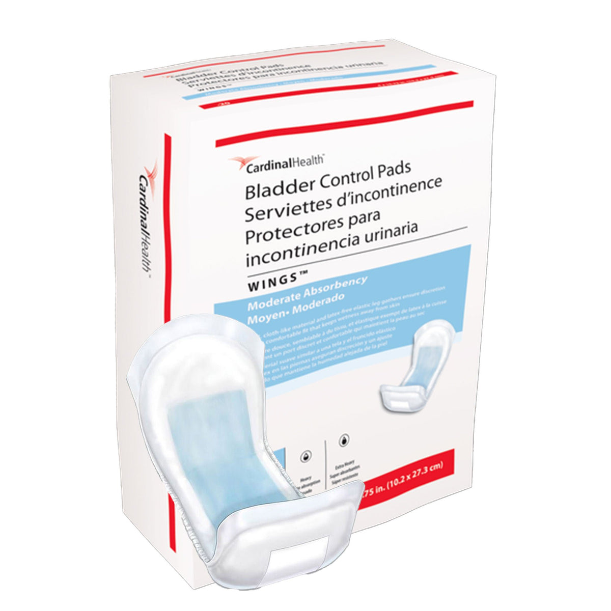 Sure Care™ Bladder Control Pads, Moderate Absorbency, 4 x 10.75 Inch — Bag of 20