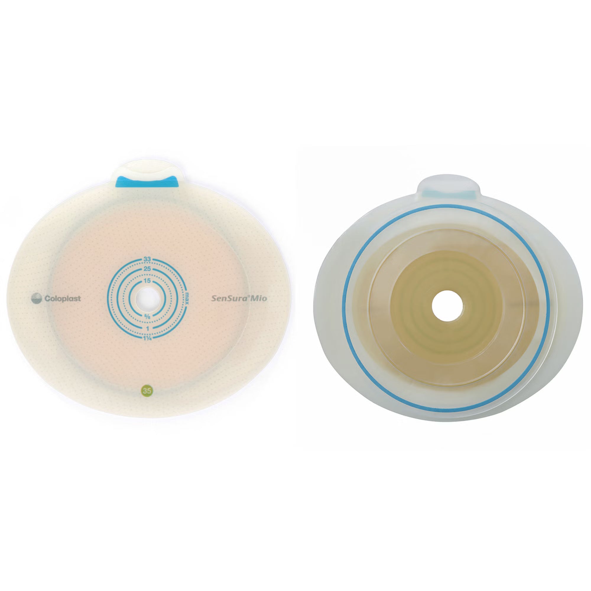 SenSura® Mio Flex Flat Ostomy Barrier, Trim to Fit 10 – 33 mm, Green Match
