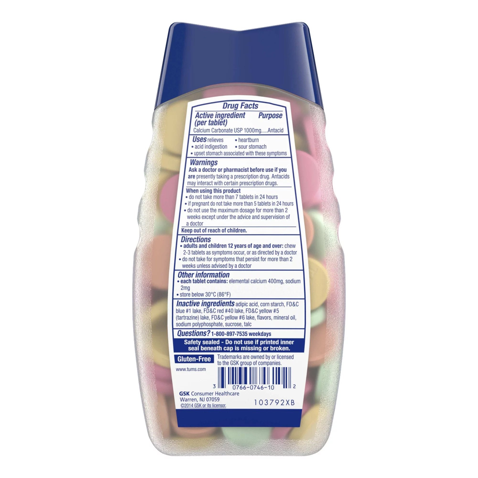 Tums Smoothies Extra Strength Antacid Chewable Tablets Assorted Fruit