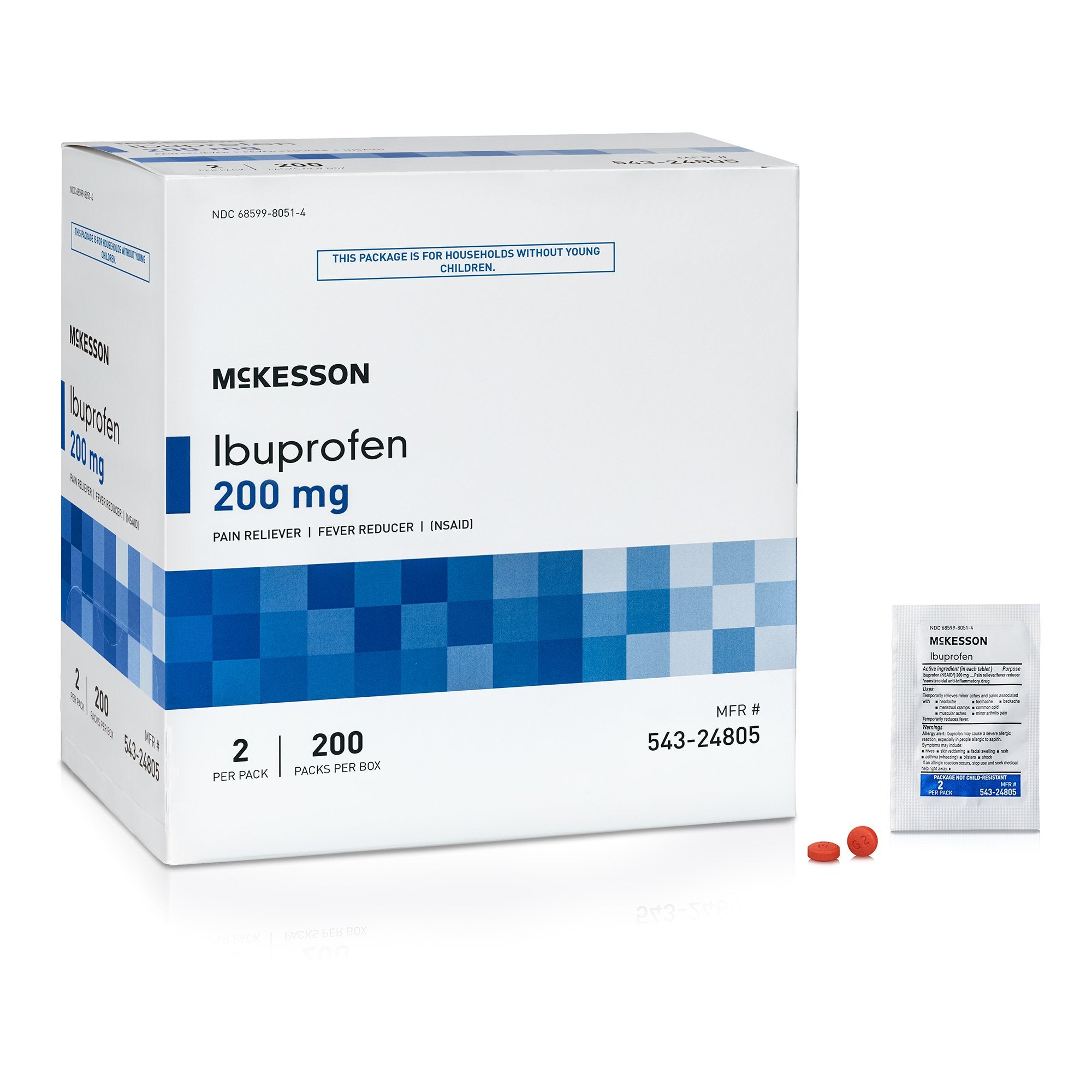 McKesson Ibuprofen Pain Relief, 200 packet box