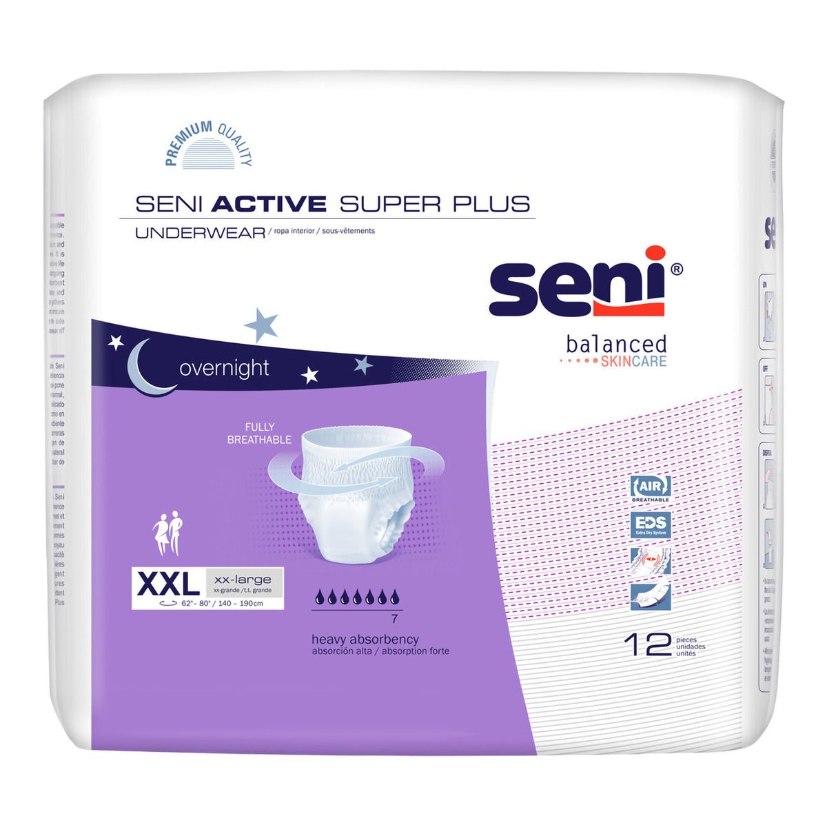 Seni® Active Super Plus Overnight Heavy Absorbent Underwear, 2X-Large — Pack of 12