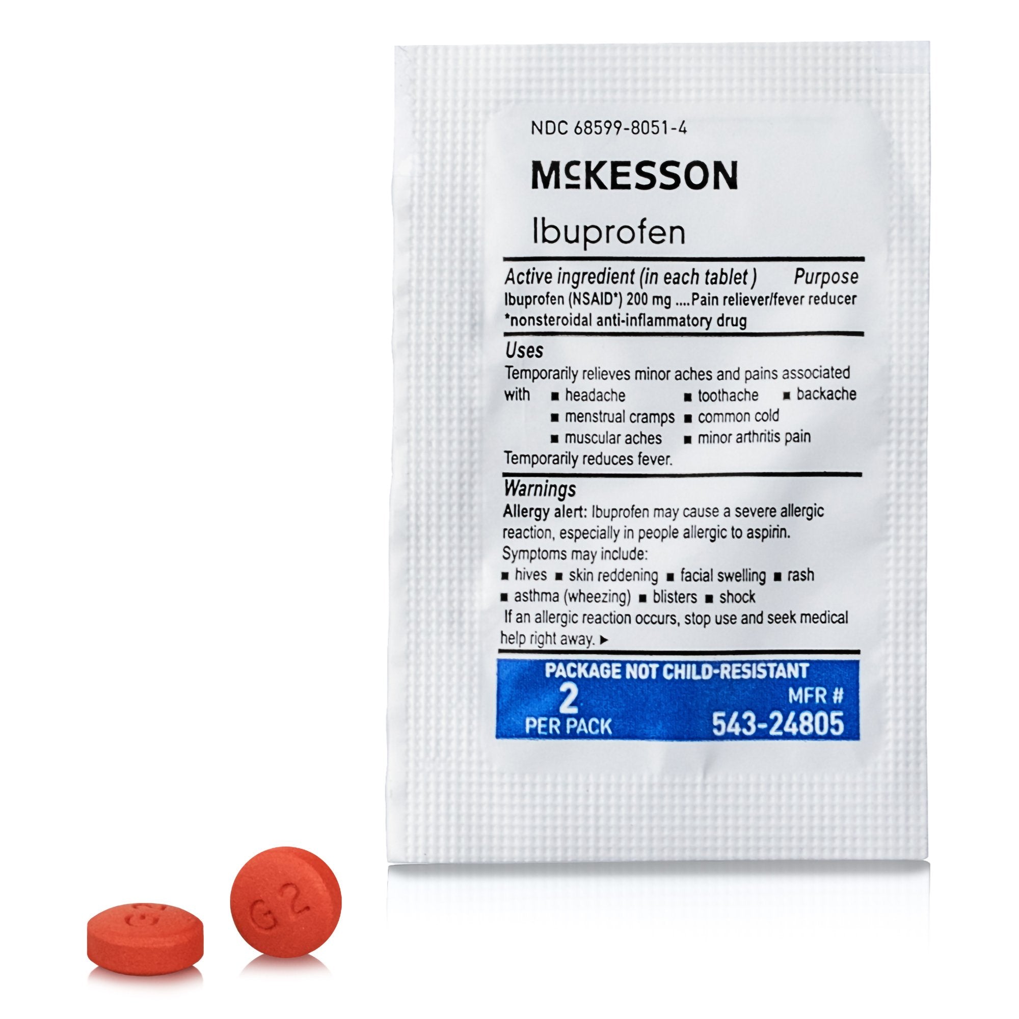 McKesson Ibuprofen Pain Relief, 200 packet box