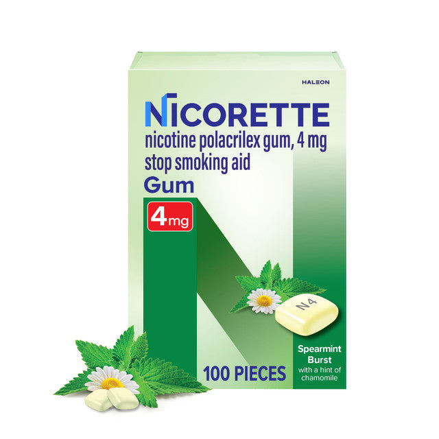 Nicorette Stop Smoking Aid Gum 4 mg Spearmint Burst with a Hint of Chamomile