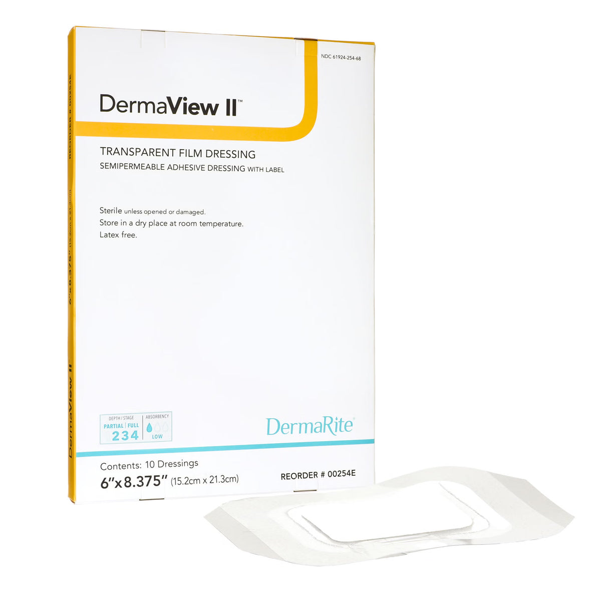 DermaView II™ Transparent Film Dressing with Border, 15.2 x 21.3 Centimeter — Box of 10