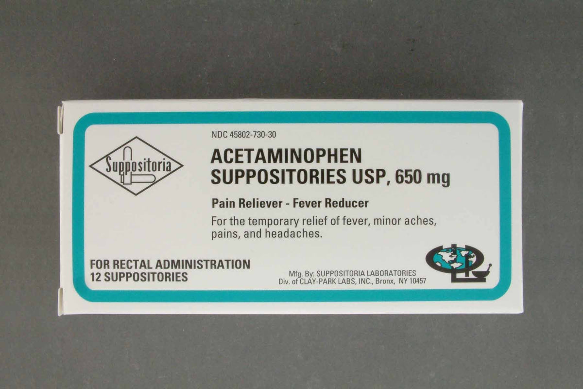 Suppositoria Acetaminophen Pain Relief Rectal Suppositories — Box of 12