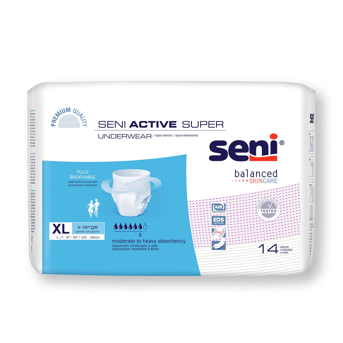 Seni® Active Super Moderate to Heavy Absorbent Underwear, Extra Large — Pack of 14