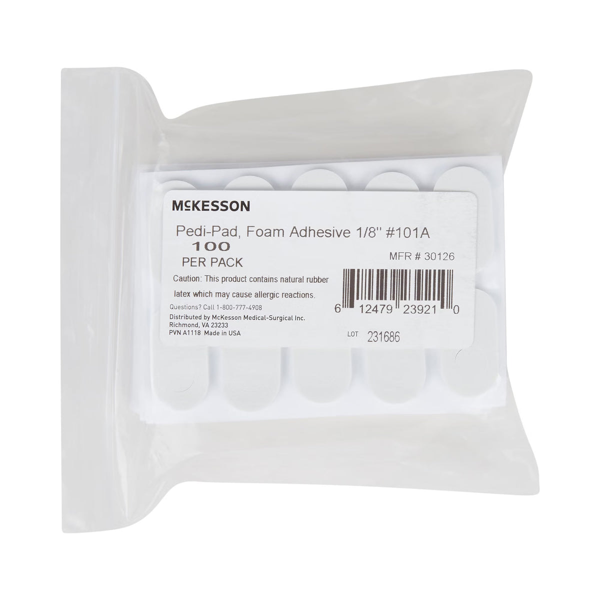 McKesson Pedi-Pad Adhesive Protective Pad, Size 101-A — Pack of 100