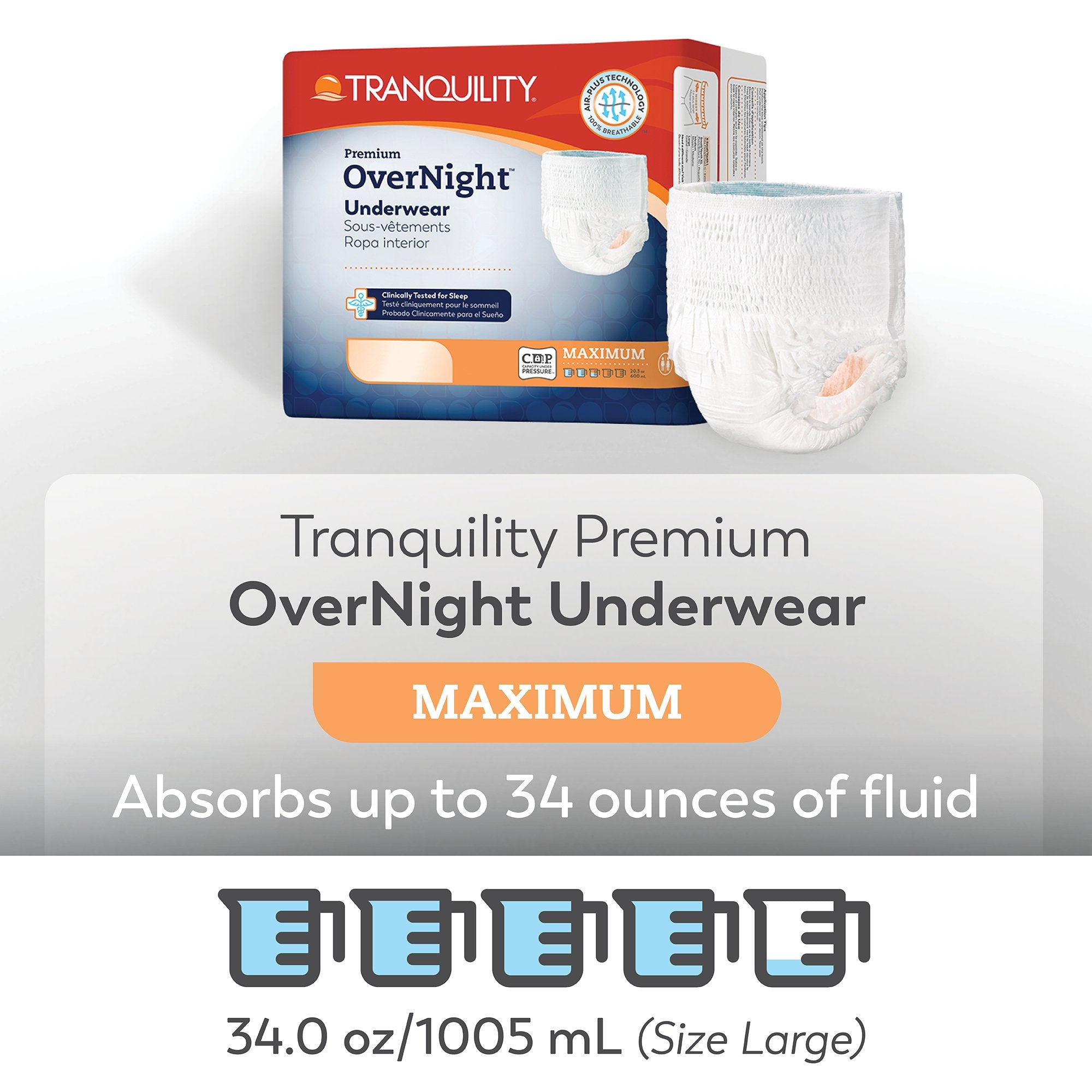 Tranquility Premium OverNight Disposable Absorbent Underwear, XS