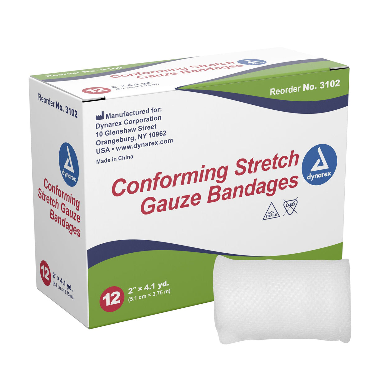 dynarex® Conforming Bandage, 2 Inch x 4-1/10 Yard — Box of 12