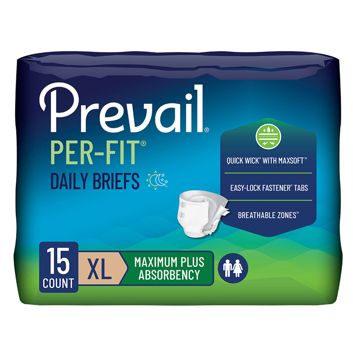Prevail® Per-Fit® Maximum Incontinence Brief, Extra Large — Bag of 15