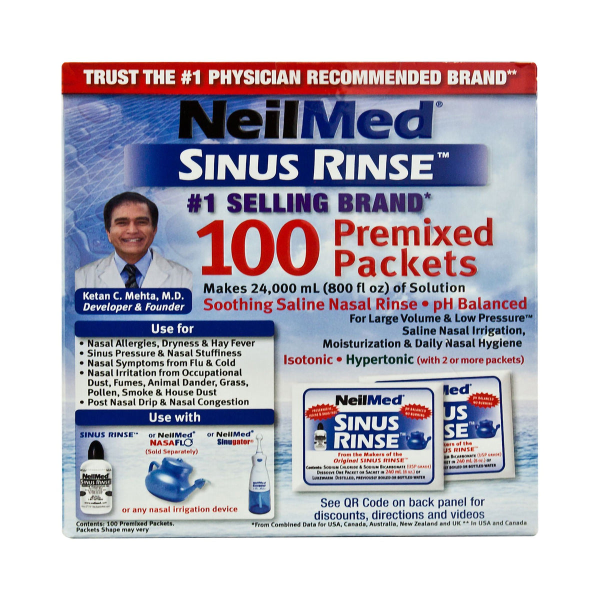 NeilMed® Sinus Rinse™ Saline Nasal Rinse Refill Kit — Box of 100