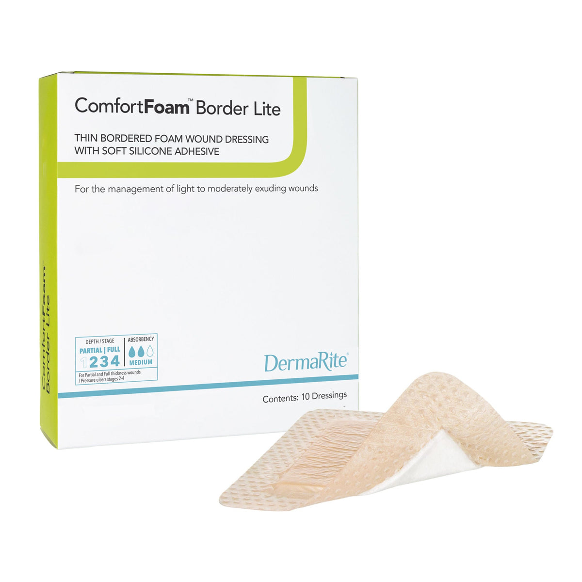 ComfortFoam™ Border Lite Thin Bordered Foam Wound Dressing, 2 x 2 Inch — Box of 10