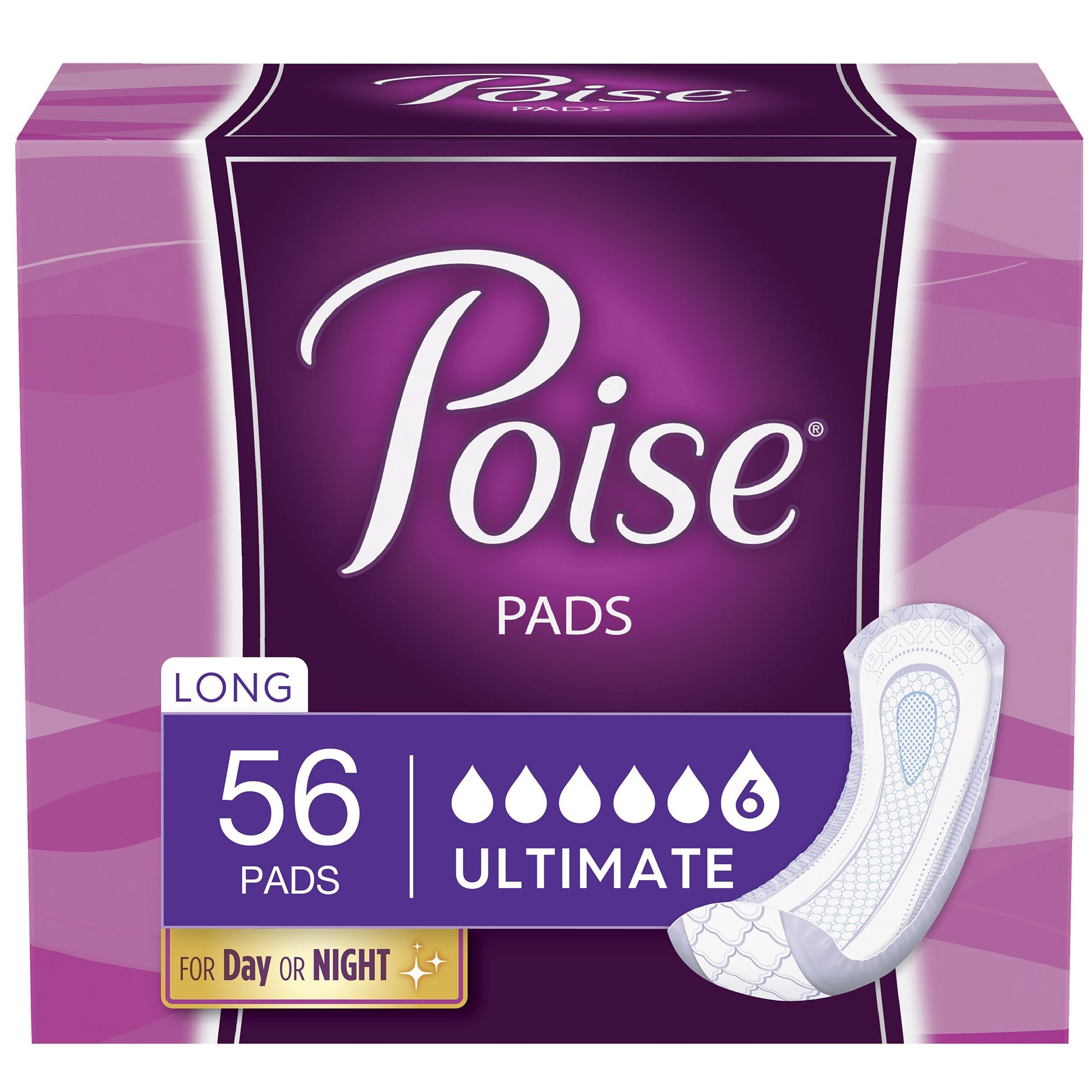 Poise Ultimate Day and Night Bladder Control Pad, Long Length - Case