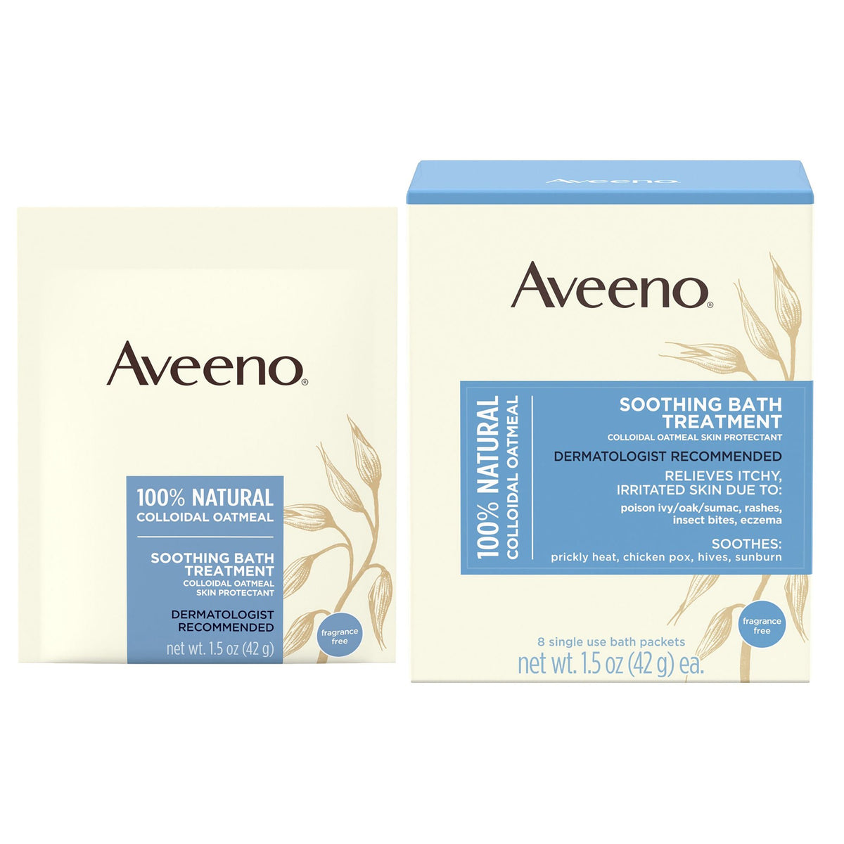 Aveeno® Soothing Bath Treatment Packets Fragrance Free — Box of 8