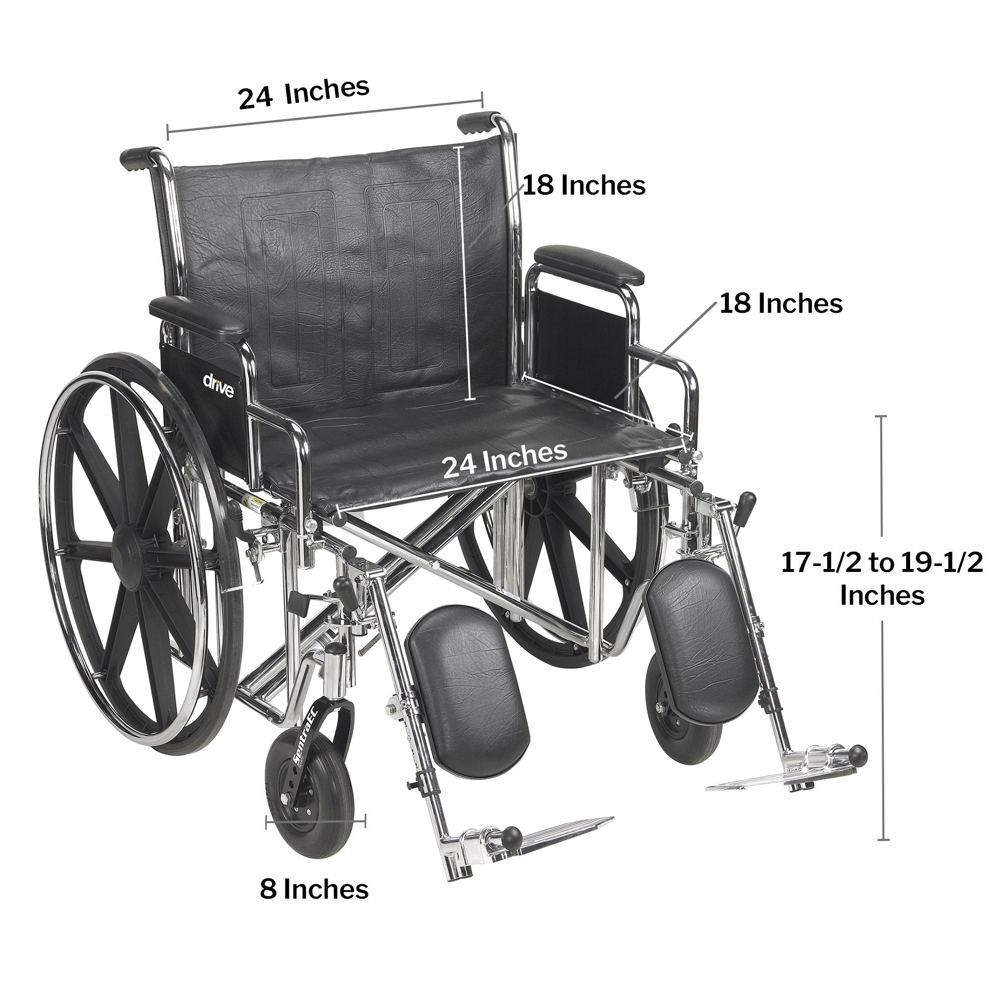 McKesson Bariatric Wheelchair, 24-Inch Seat Width, 450-lb. Capacity