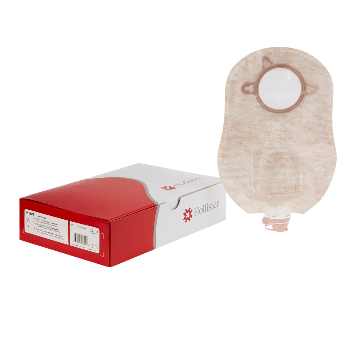 New Image™ Two-Piece Transparent Urostomy Pouch, 57 mm Flange, Red Match — Box of 10