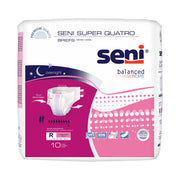 Seni® Super Quatro Severe Absorbency Incontinence Brief, Regular — Pack of 10