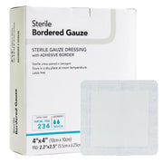 DermaRite® Bordered Gauze White Adhesive Dressing, 4 x 4 Inch — Box of 25