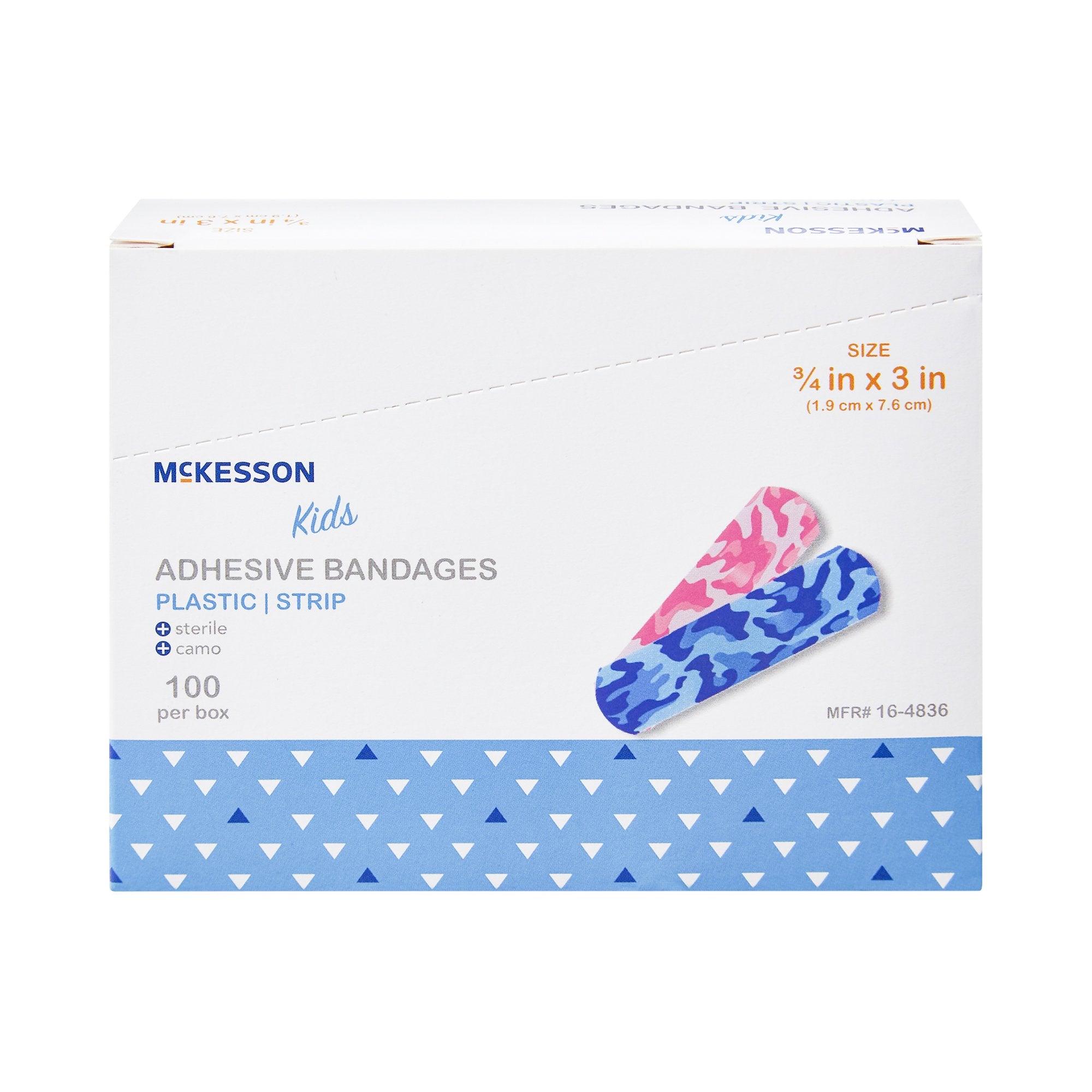 McKesson Kids Kid Design (Blue / Pink Camo) Adhesive Strip, 3/4 x 3 Inch