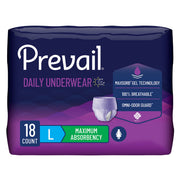 Prevail® for Women Daily Absorbent Underwear, Large, Heavy Absorbency — Bag of 18