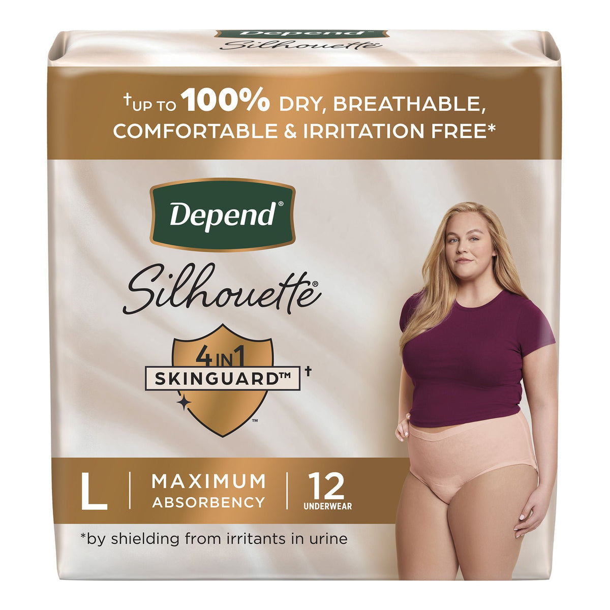 Depend® Silhouette® Maximum Absorbency Underwear, Large — Pack of 12