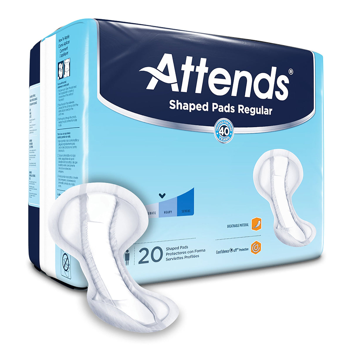 Attends® Shaped Bladder Control Pads, Regular — Pack of 20