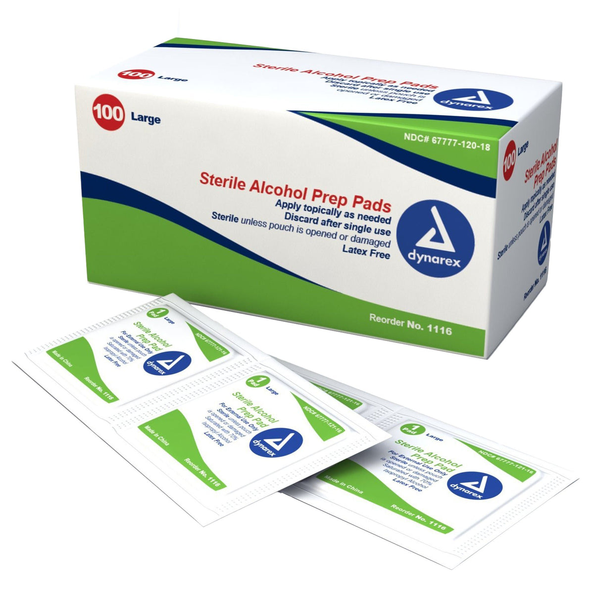 dynarex® Alcohol Prep Pad, Individual Packets — Box of 100