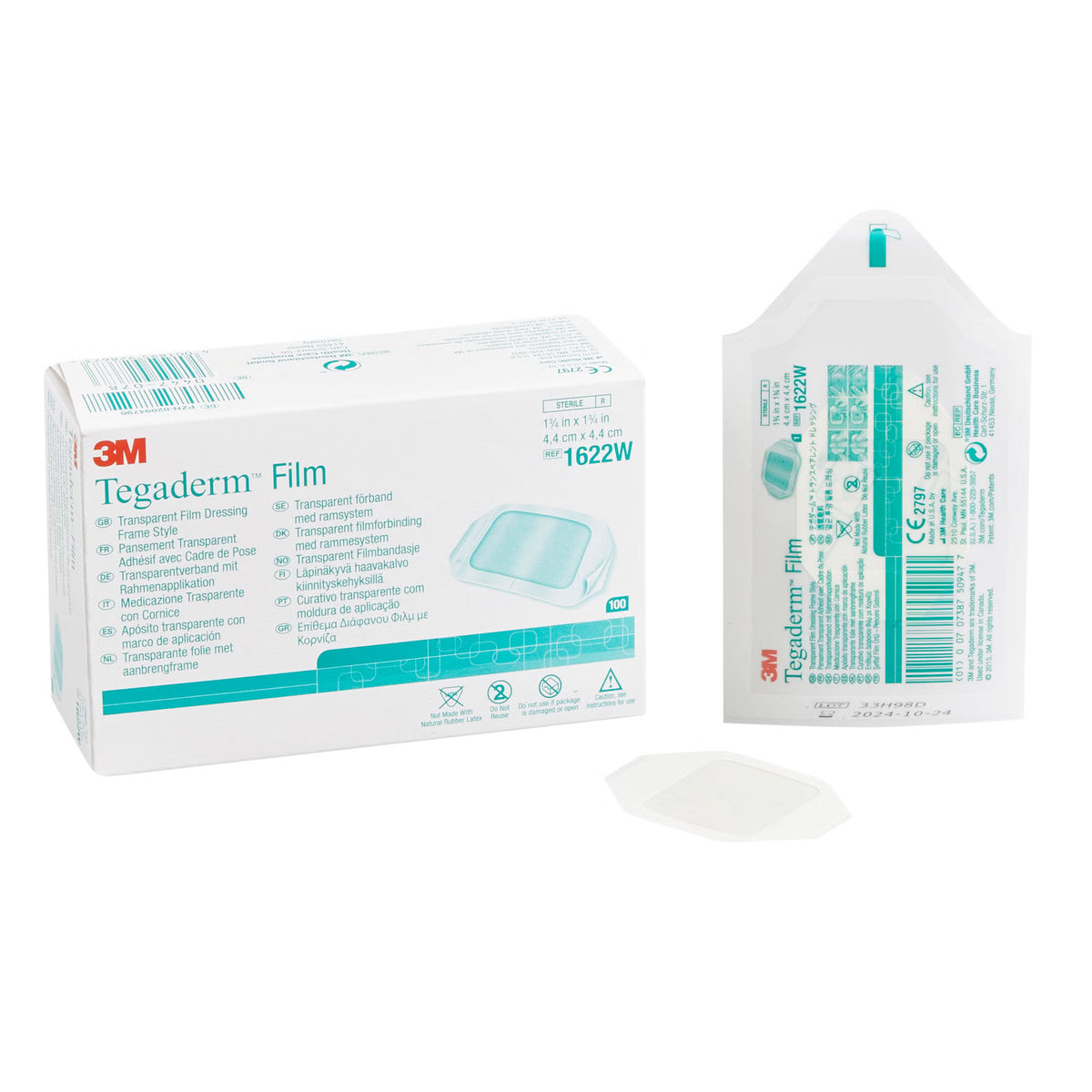 3M™ Tegaderm™ Transparent Sterile Film Dressing, 1-3/4 x 1-3/4 Inch — Box of 100