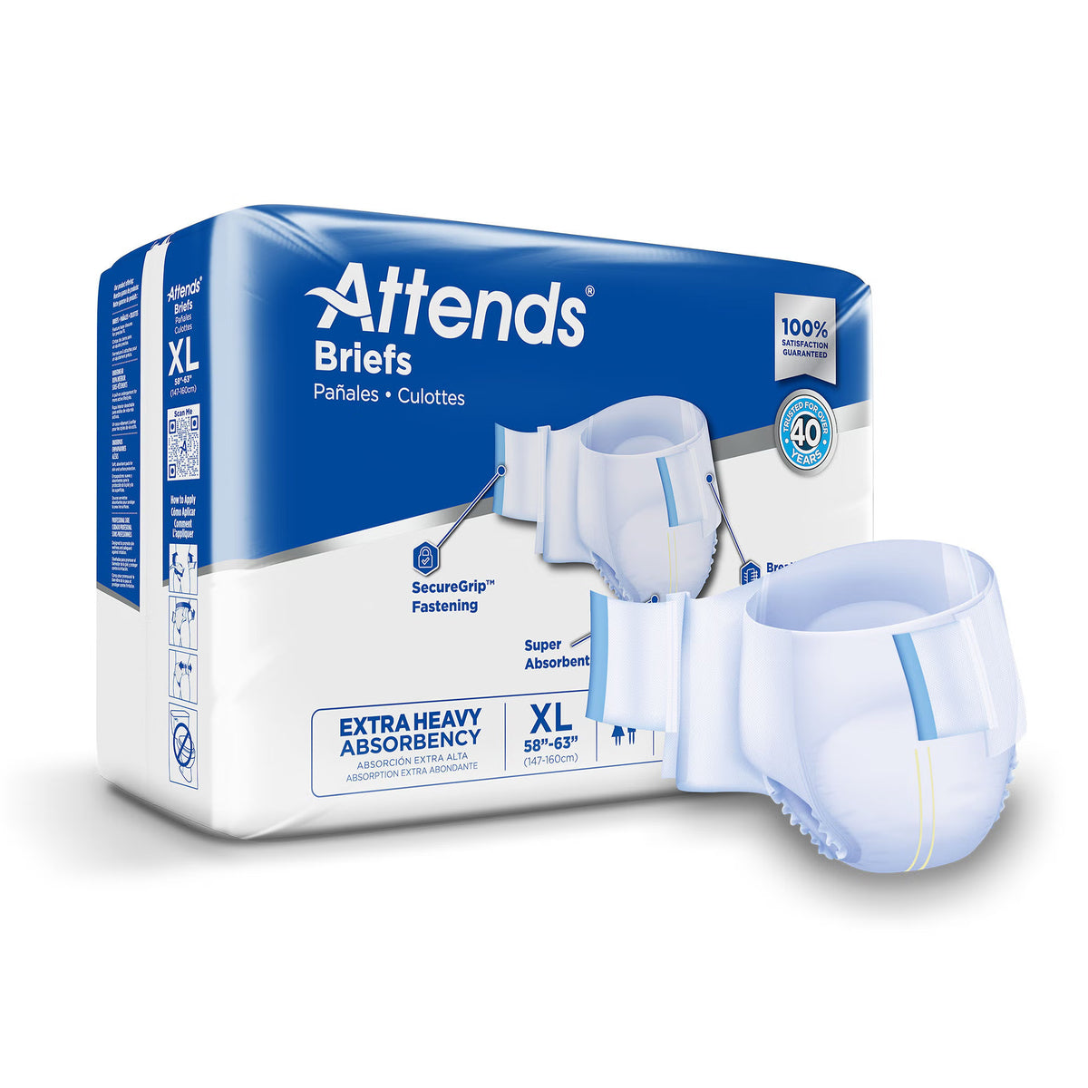 Attends® Extra Heavy Absorbency Briefs, Extra Large — Bag of 20