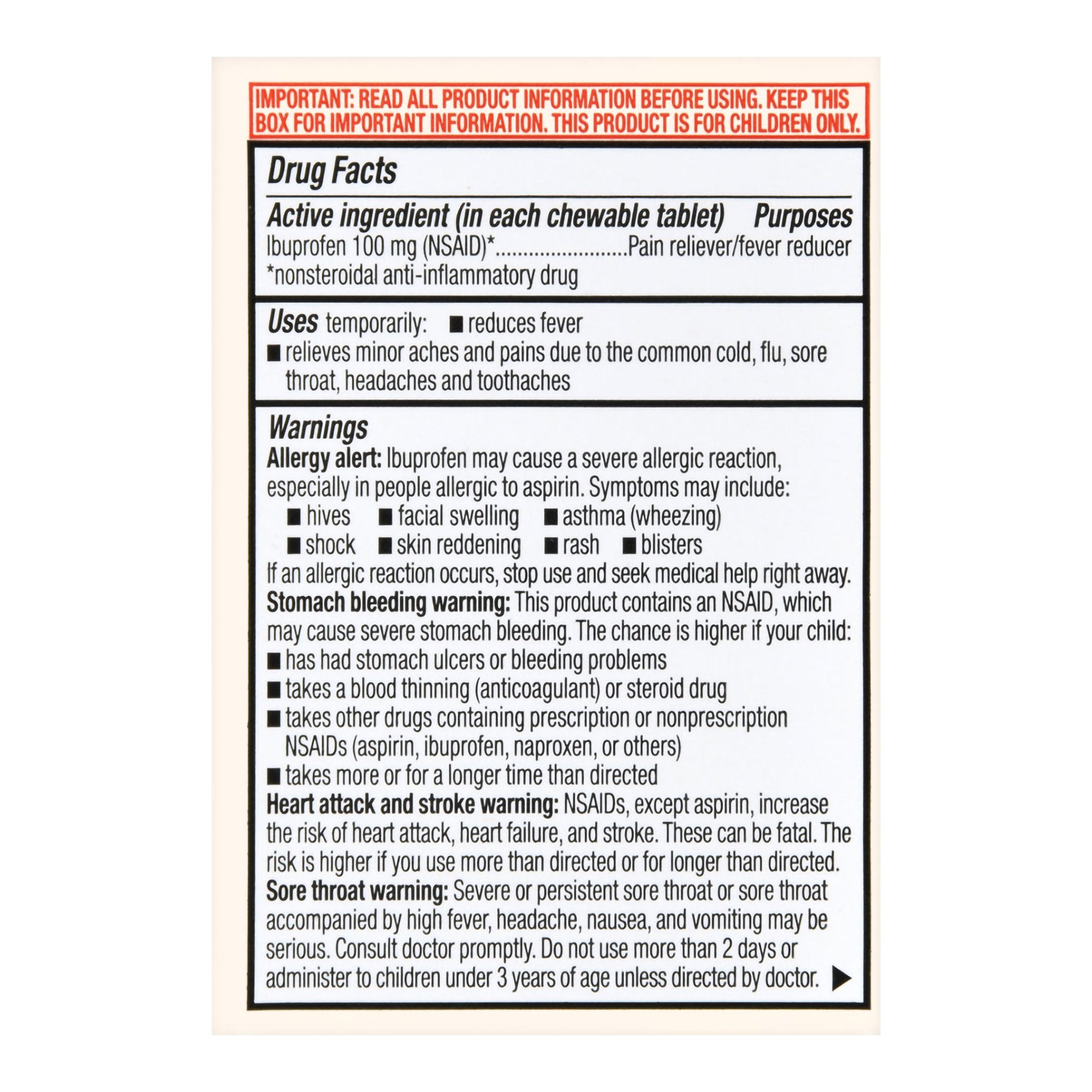 Foster & Thrive Children's Ibuprofen IB Chewable Tablets 100 mg Orange