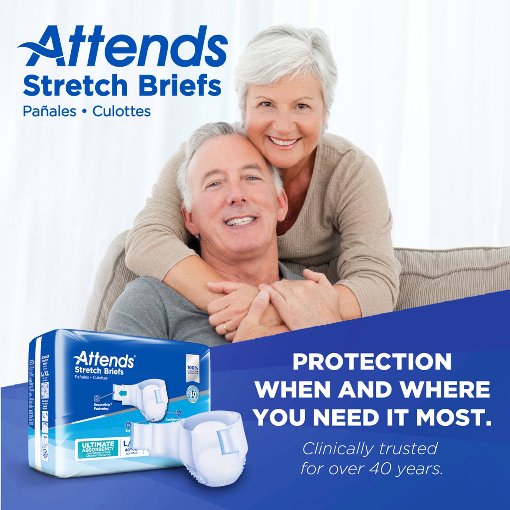 Attends Stretch Briefs, Large / X-Large