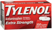 Tylenol Extra Strength caplets packaging on a white background