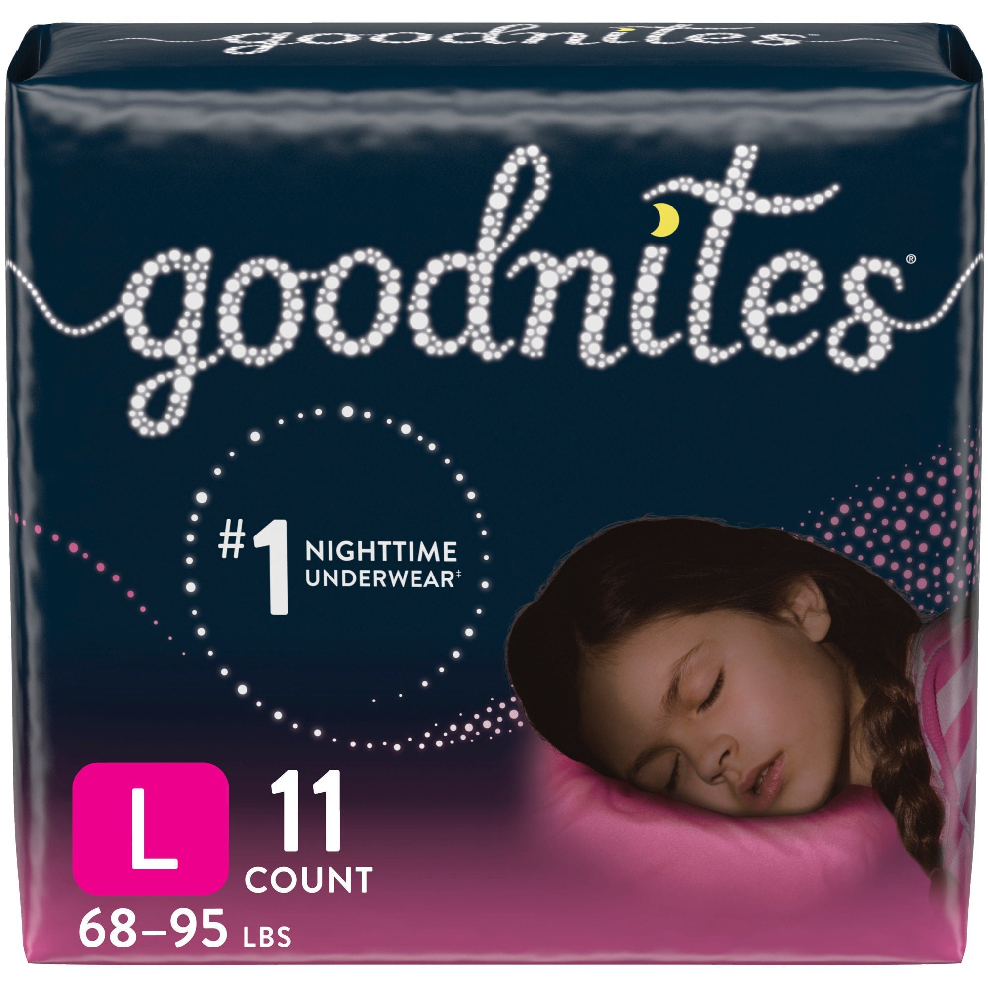 GoodNites Night Time Underwear, Large for Girls weighing 68 – 95 lbs.