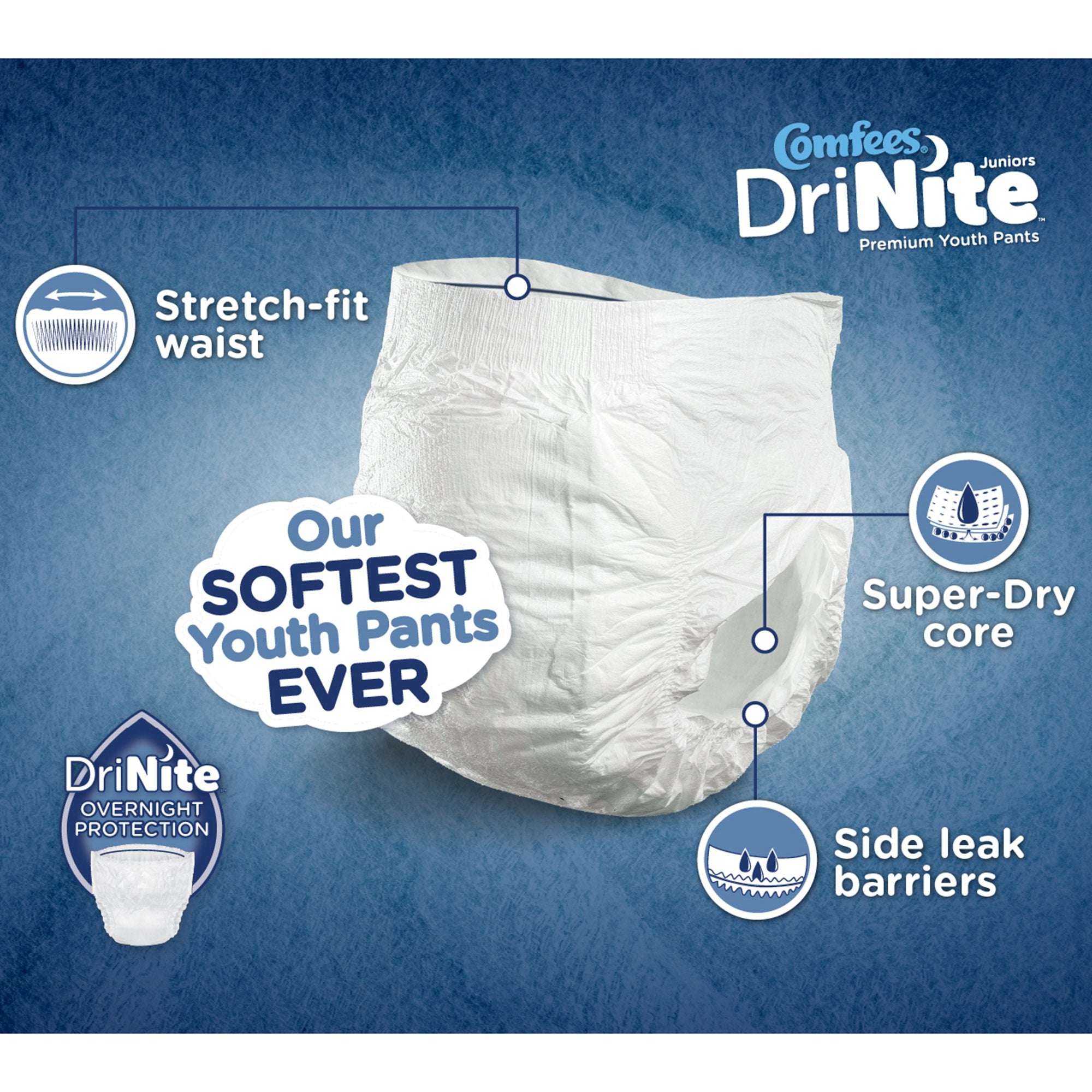 Comfees DriNite Juniors Absorbent Underwear, Large / Extra Large
