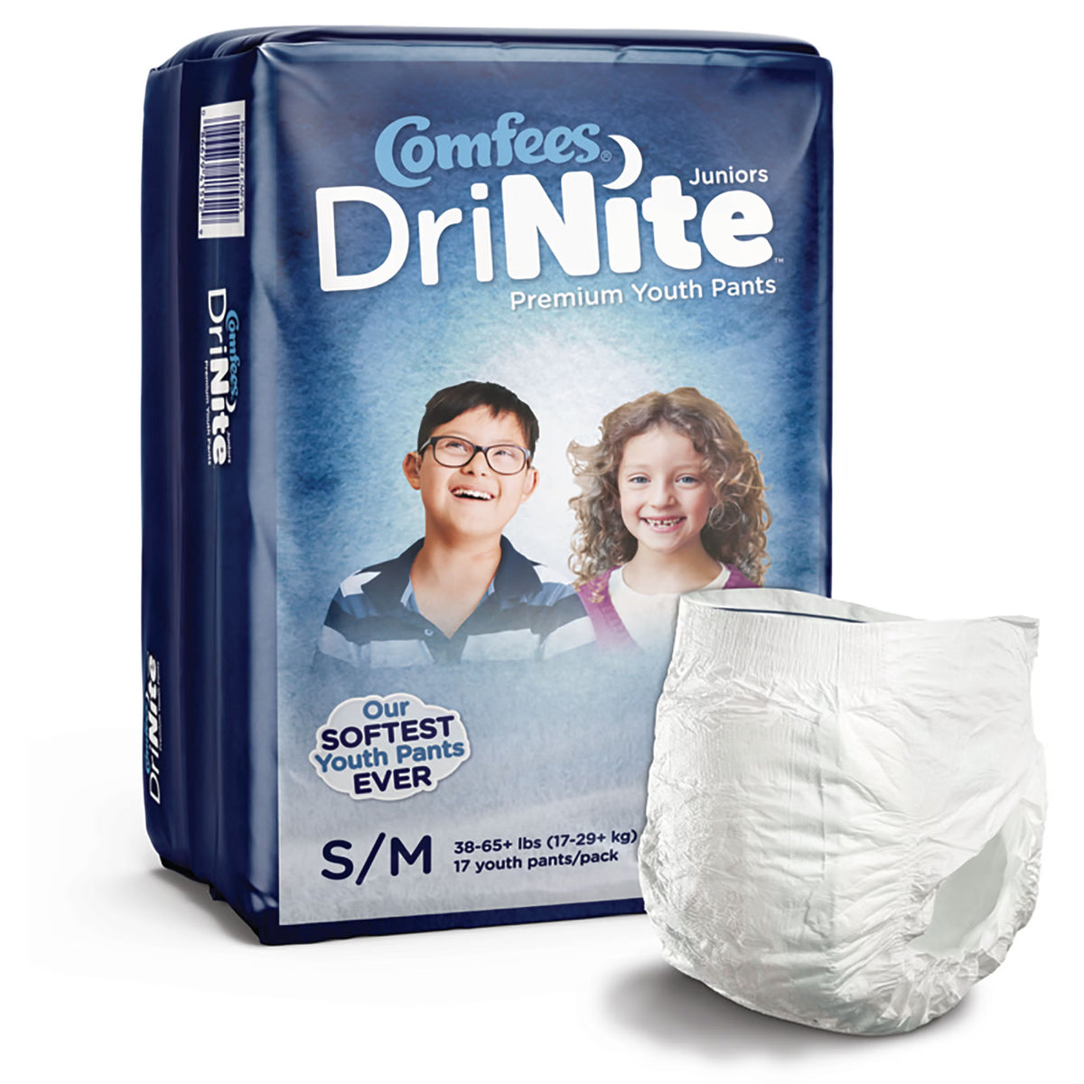 Comfees® DriNite® Juniors Absorbent Underwear, Small / Medium — Bag of 17