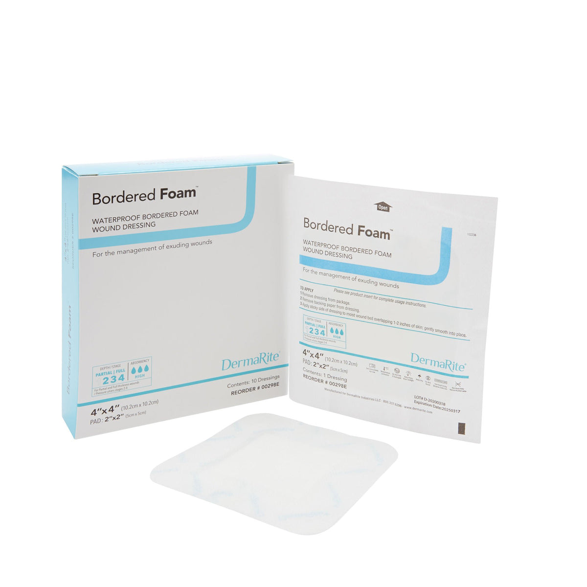 BorderedFoam® Foam Dressing, 4 x 4 Inch — Box of 10