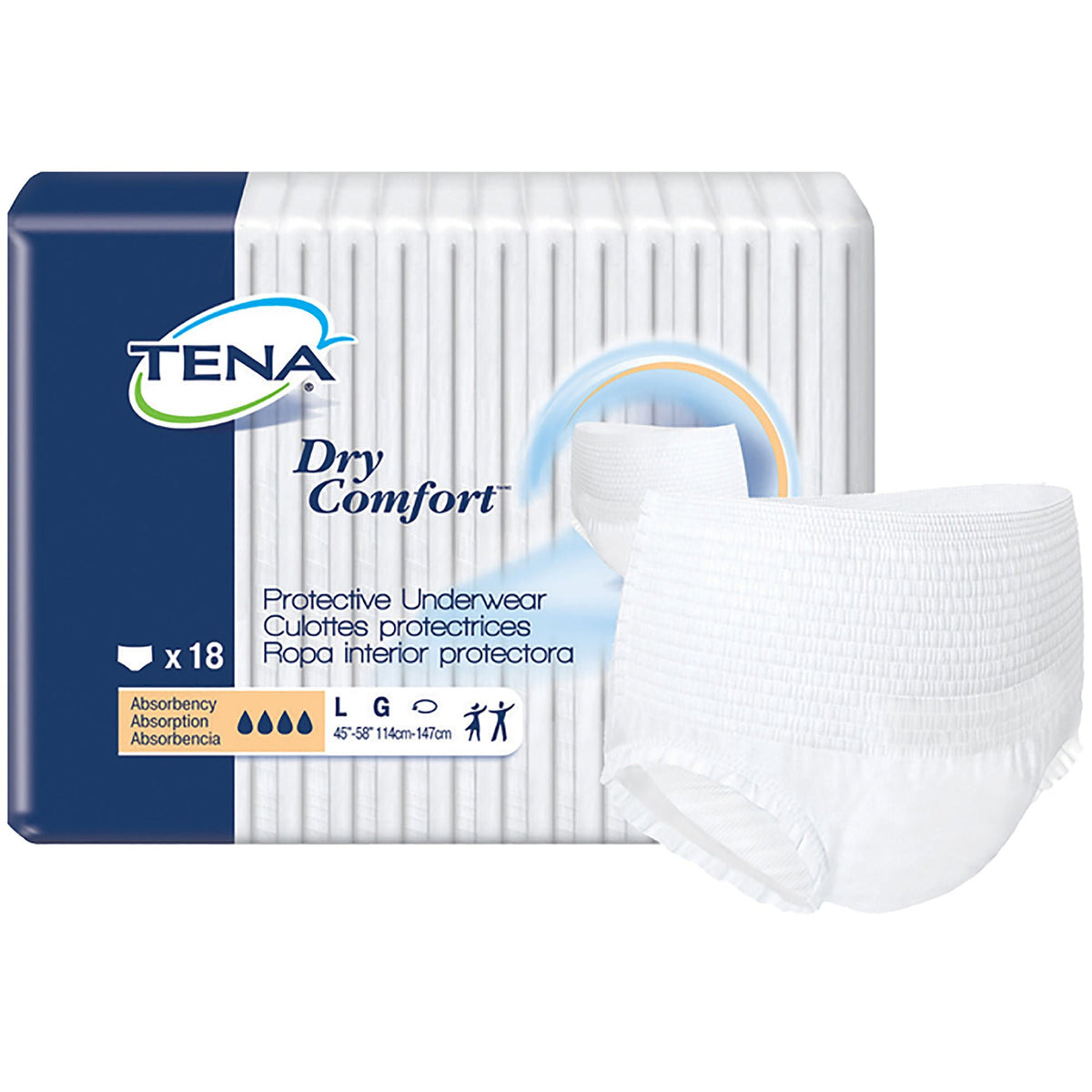 Tena® Dry Comfort™ Absorbent Underwear, Large — Pack of 18