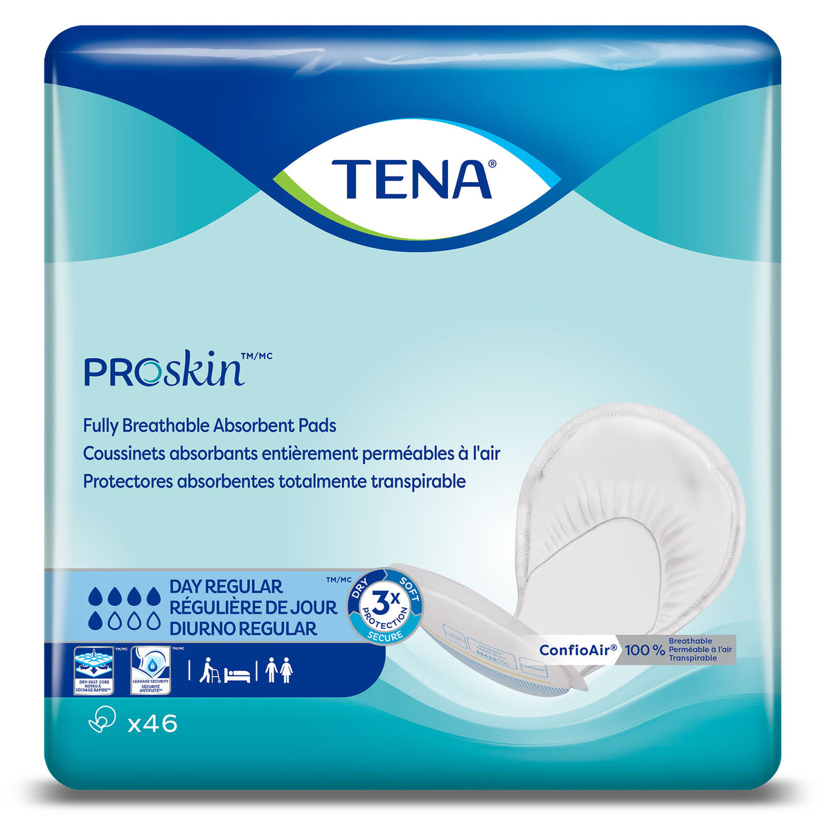 Tena® Day Regular™ Fully Breathable Absorbent Incontinence Pad — Pack of 46